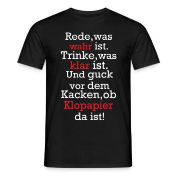 wahr klar Klopapier - Männer T-Shirt - Schwarz - Vorne - AI Model Male 178 light (178cm)