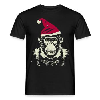Affe mit Weihnachtsmütze, Tier, Tiermotive - Männer T-Shirt - Schwarz - Vorne - AI Model Male 178 light (178cm)