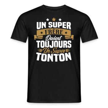 Un super frère devient toujours un super tonton - T-shirt homme - noir - Devant - AI Model Male 178 light (178cm)