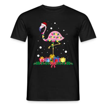 Flamingo-Weihnachten. Weihnachtsgeschenk - Männer T-Shirt - Schwarz - Vorne - AI Model Male 178 light (178cm)