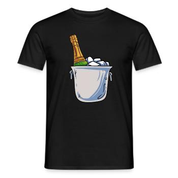 Champanger bottle of sparkling wine New Year - Men's T-Shirt - black - Front - AI Model Male 178 light (178cm)