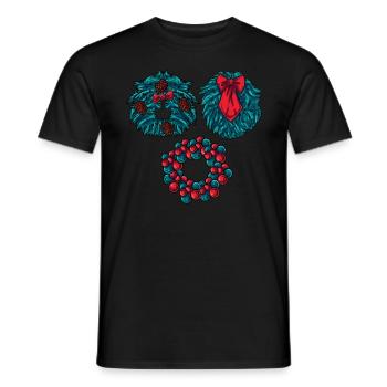 Drei verschiedene Weihnachtskränze - Männer T-Shirt - Schwarz - Vorne - AI Model Male 178 light (178cm)