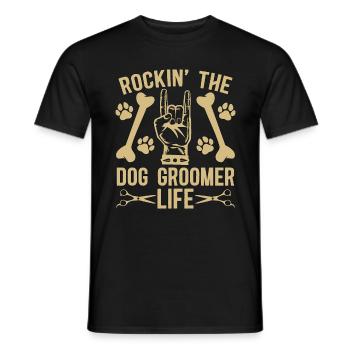 Pet Groomer Rockin' The Dog Fur Pet Salon Groomer - T-shirt homme - noir - Devant - AI Model Male 178 light (178cm)