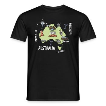 Carte de l’Australie - T-shirt homme - noir - Devant - AI Model Male 178 light (178cm)