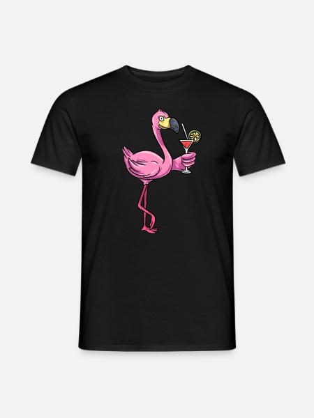 Flamant rose Oiseau - T-shirt homme - noir