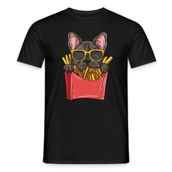 Français Bulldog - T-shirt homme - noir - Devant - AI Model Male 178 light (178cm)