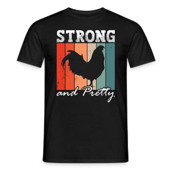 Cock Strong & Pretty Retro Pet Roosters Cock Lover - Männer T-Shirt - Schwarz - Vorne - AI Model Male 178 light (178cm)