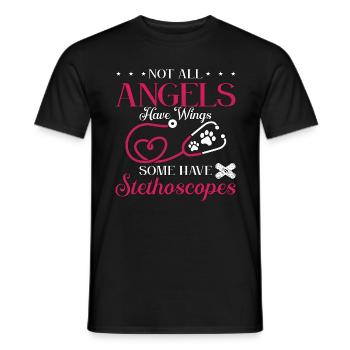 Veterinary Not All Angels Have Pets Veterinarian - Men's T-Shirt - black - Front - AI Model Male 178 light (178cm)