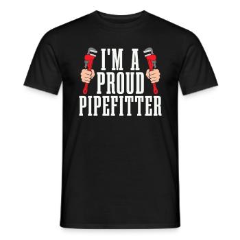 Pipefitter I'm A Proud Pipefitter Loves Repair Man - Men's T-Shirt - black - Front - AI Model Male 178 light (178cm)