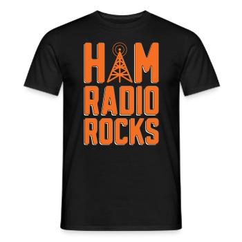 Ham Radio Rocks Loves Frequency Ham Radio Operator - Men's T-Shirt - black - Front - AI Model Male 178 light (178cm)