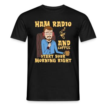Ham Radio And Coffee Starts Amateur Radio Operator - Männer T-Shirt - Schwarz - Vorne - AI Model Male 178 light (178cm)