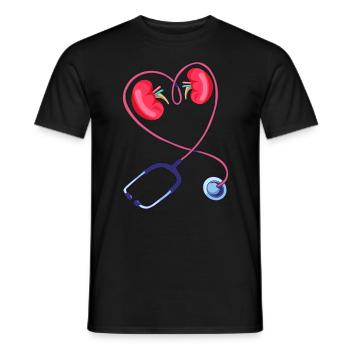 Dialysis Technician Stethoscope Love Nephrologist - Men's T-Shirt - black - Front - AI Model Male 178 light (178cm)