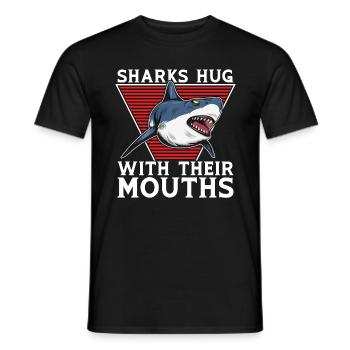 Marine Biology Shark Hug With Underwater Animals - Men's T-Shirt - black - Front - AI Model Male 178 light (178cm)