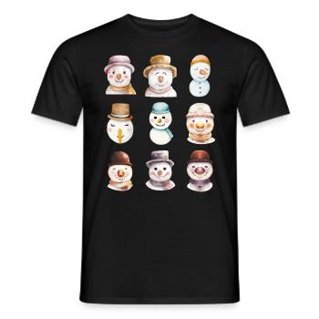 Snowman Faces - Men's T-Shirt - black - Front - AI Model Male 178 light (178cm)