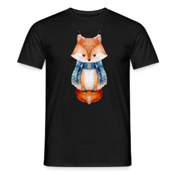 Watercolor Fox - Men's T-Shirt - black - Front - AI Model Male 178 light (178cm)