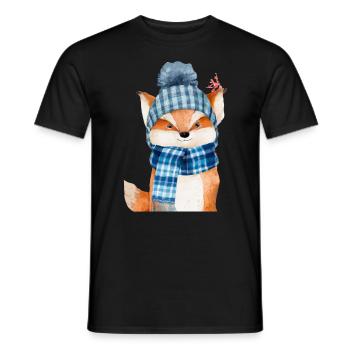 Renard d’hiver - T-shirt homme - noir - Devant - AI Model Male 178 light (178cm)