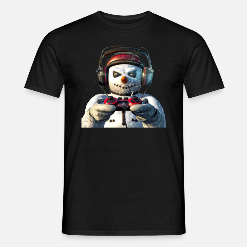 Schneemann Zocken Gamepad - Männer T-Shirt - Schwarz