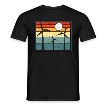 Wind Turbine Tech Windmill Retro Renewable Energy - Men's T-Shirt - black - Front - AI Model Male 178 light (178cm)