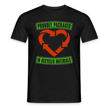 Le recyclage est fièrement emballé dans Loves Reuse Recycler - T-shirt homme - noir - Devant - AI Model Male 178 light (178cm)
