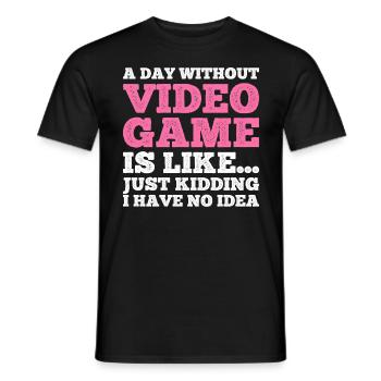 A Day Without Video Games Funny Gamer Gifts Kids - Men's T-Shirt - black - Front - AI Model Male 178 light (178cm)