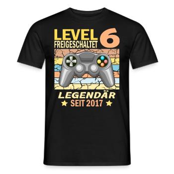 6. Geburtstag Gamer zocken Geburtstjahr 2017 - Männer T-Shirt - Schwarz - Vorne - AI Model Male 178 light (178cm)