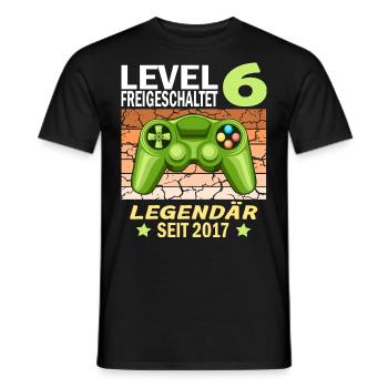 6. Geburtstag Gamer zocken Geburtstjahr 2017 - Männer T-Shirt - Schwarz - Vorne - AI Model Male 178 light (178cm)