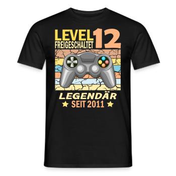 12. Geburtstag Gamer zocken Geburtstjahr 2011 - Männer T-Shirt - Schwarz - Vorne - AI Model Male 178 light (178cm)