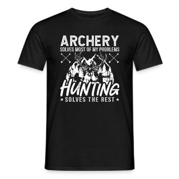 Bowhunting Archery Solves Most Of Target Bowhunter - Men's T-Shirt - black - Front - AI Model Male 178 light (178cm)