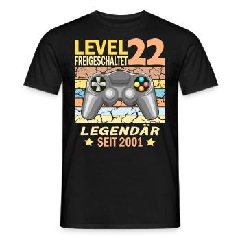 22. Geburtstag Gamer zocken Geburtstjahr 2001 - Männer T-Shirt - Schwarz - Vorne - AI Model Male 178 light (178cm)