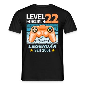 22. Geburtstag Gamer zocken Geburtstjahr 2001 - Männer T-Shirt - Schwarz - Vorne - AI Model Male 178 light (178cm)