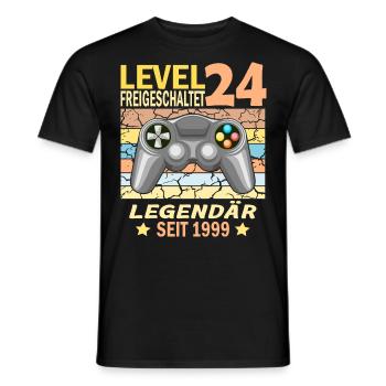 24. Geburtstag Gamer zocken Geburtstjahr 1999 - Männer T-Shirt - Schwarz - Vorne - AI Model Male 178 light (178cm)