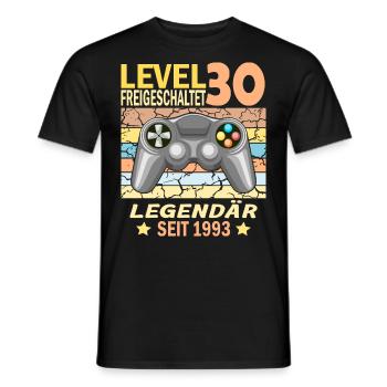 30. Geburtstag Gamer zocken Geburtstjahr 1993 - Männer T-Shirt - Schwarz - Vorne - AI Model Male 178 light (178cm)