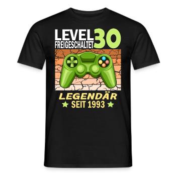 30. Geburtstag Gamer zocken Geburtstjahr 1993 - Männer T-Shirt - Schwarz - Vorne - AI Model Male 178 light (178cm)
