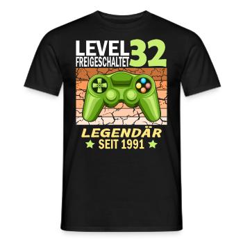 32. Geburtstag Gamer zocken Geburtstjahr 1991 - Männer T-Shirt - Schwarz - Vorne - AI Model Male 178 light (178cm)