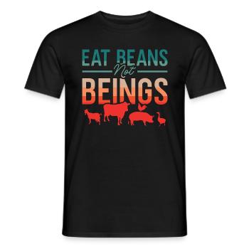 Veganism Eat Beans Not Retro No Meat Vegan Lover - Men's T-Shirt - black - Front - AI Model Male 178 light (178cm)