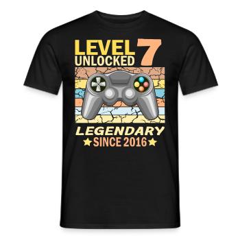 7. Geburtstag Gamer zocken Geburtstjahr 2016 - Männer T-Shirt - Schwarz - Vorne - AI Model Male 178 light (178cm)