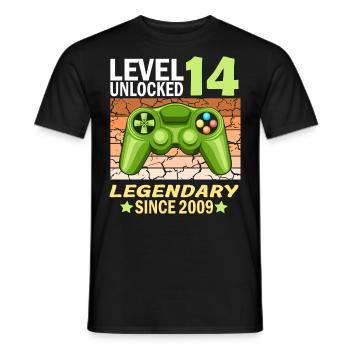 14. Geburtstag Gamer zocken Geburtstjahr 2009 - Männer T-Shirt - Schwarz - Vorne - AI Model Male 178 light (178cm)