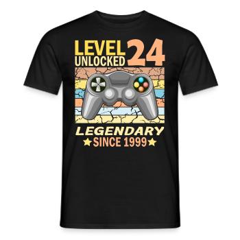 24. Geburtstag Gamer zocken Geburtstjahr 1999 - Männer T-Shirt - Schwarz - Vorne - AI Model Male 178 light (178cm)