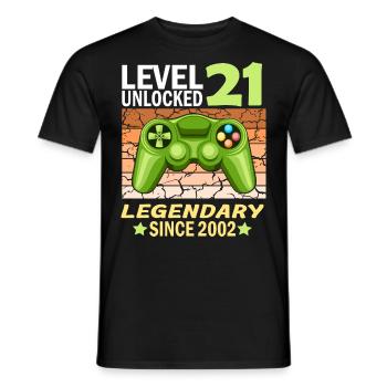 21. Geburtstag Gamer zocken Geburtstjahr 2002 - Männer T-Shirt - Schwarz - Vorne - AI Model Male 178 light (178cm)
