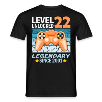 22. Geburtstag Gamer zocken Geburtstjahr 2001 - Männer T-Shirt - Schwarz - Vorne - AI Model Male 178 light (178cm)