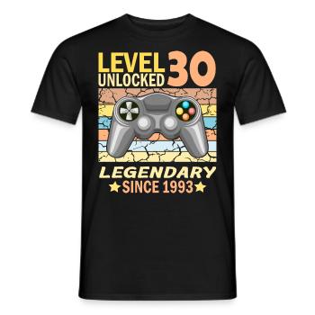 30. Geburtstag Gamer zocken Geburtstjahr 1993 - Männer T-Shirt - Schwarz - Vorne - AI Model Male 178 light (178cm)