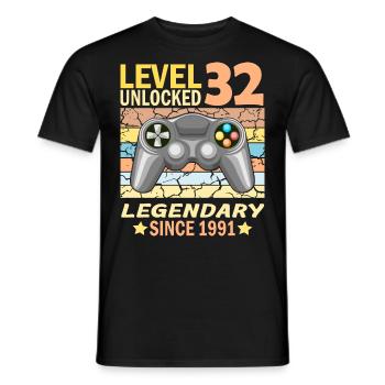 32. Geburtstag Gamer zocken Geburtstjahr 1991 - Männer T-Shirt - Schwarz - Vorne - AI Model Male 178 light (178cm)