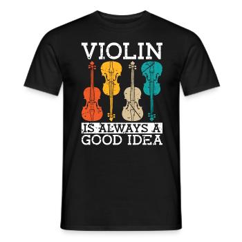 Violin Is Always A Retro Classical Music Violinist - Men's T-Shirt - black - Front - AI Model Male 178 light (178cm)
