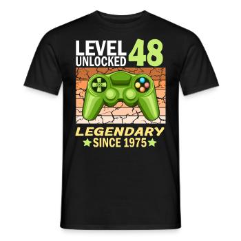 48. Geburtstag Gamer zocken Geburtstjahr 1975 - Männer T-Shirt - Schwarz - Vorne - AI Model Male 178 light (178cm)