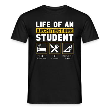 Vie d’un étudiant architecte en architecture - T-shirt homme - noir - Devant - AI Model Male 178 light (178cm)