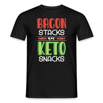 Les piles de bacon de régime cétogène sont des aliments sains céto - T-shirt homme - noir - Devant - AI Model Male 178 light (178cm)