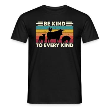 Vegan Diet Be Kind To Retro Meat Free Vegetarian - Men's T-Shirt - black - Front - AI Model Male 178 light (178cm)