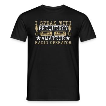 Ham Radio I Speak With Frequency Loves Radio Tower - Men's T-Shirt - black - Front - AI Model Male 178 light (178cm)
