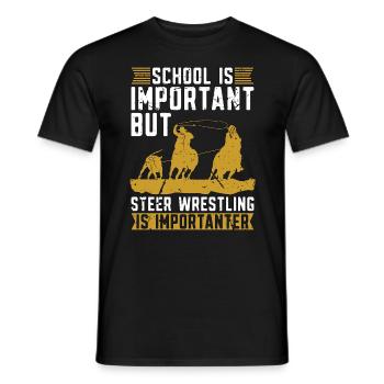 Steer Wrestling School est important Calf Roping - T-shirt homme - noir - Devant - AI Model Male 178 light (178cm)