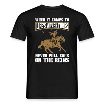 Steer Wrestling quand il s’agit de rodéo Team Roping - T-shirt homme - noir - Devant - AI Model Male 178 light (178cm)
